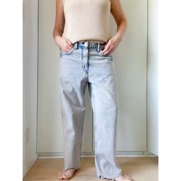 H&M Acid Wash Wide Leg Jeans Size 33x32 Baggy Fit Skater Trending Denim Unisex - Picture 11 of 11